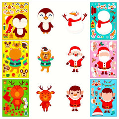 6 Sheets DIY Christmas Stickers for Party Favors Santa Claus Decoration