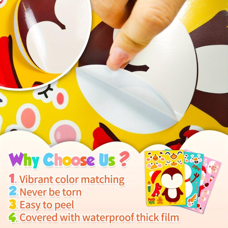 6 Sheets DIY Christmas Stickers for Party Favors Santa Claus Decoration