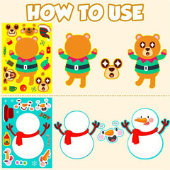 6 Sheets DIY Christmas Stickers for Party Favors Santa Claus Decoration