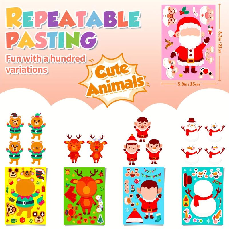 6 Sheets DIY Christmas Stickers for Party Favors Santa Claus Decoration