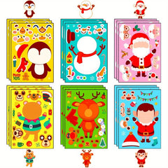 6 Sheets DIY Christmas Stickers for Party Favors Santa Claus Decoration