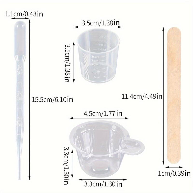 40pcs Crystal Glue Tool Set Measuring Cup Dropper Stir Bar Dispensing Cup