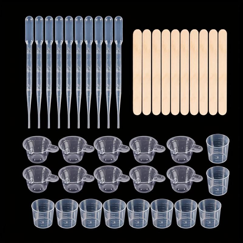 40pcs Crystal Glue Tool Set Measuring Cup Dropper Stir Bar Dispensing Cup