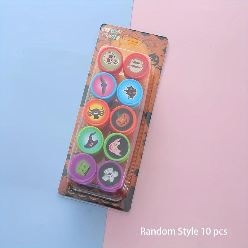 10pcs DIY Halloween Cartoon Toy Stamps Set Random Style