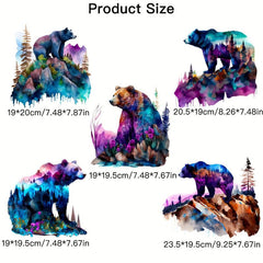 5pcs Watercolor Gray Bear Heat Transfer Printing Stickers DIY Decoration