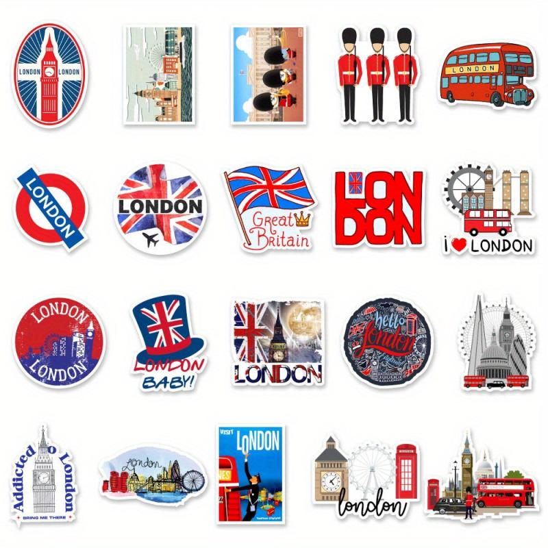 50pcs London Bus Stickers for Decoration on Books Laptops Cups Mobile Phones
