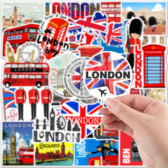 50pcs London Bus Stickers for Decoration on Books Laptops Cups Mobile Phones