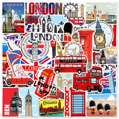50pcs London Bus Stickers for Decoration on Books Laptops Cups Mobile Phones