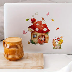 Cartoon Fox Mushroom House Wall Sticker Waterproof Self adhesive Sticker