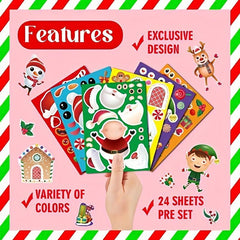 24 Sheets Elf DIY Stickers for Christmas Party Dress up Face Stickers