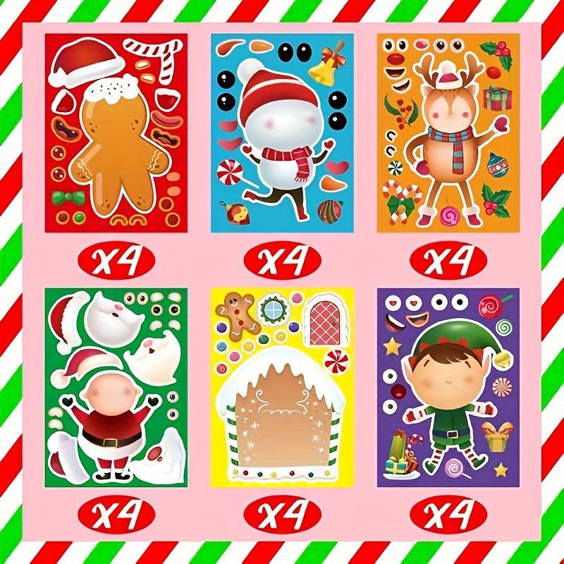 24 Sheets Elf DIY Stickers for Christmas Party Dress up Face Stickers