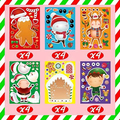 24 Sheets Elf DIY Stickers for Christmas Party Dress up Face Stickers