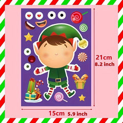24 Sheets Elf DIY Stickers for Christmas Party Dress up Face Stickers