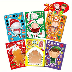 24 Sheets Elf DIY Stickers for Christmas Party Dress up Face Stickers