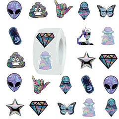 500pcs Alien Reflective Round Stickers - DIY Creative Tape