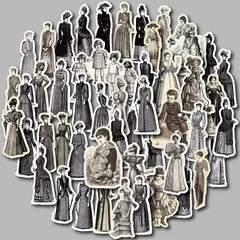 49pcs Retro Girl Vinyl Stickers for Water Bottle Laptop Phone
