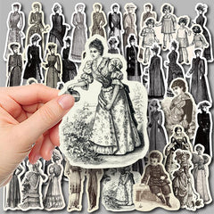 49pcs Retro Girl Vinyl Stickers for Water Bottle Laptop Phone
