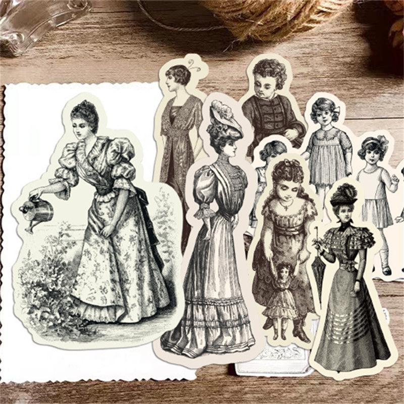 49pcs Retro Girl Vinyl Stickers for Water Bottle Laptop Phone