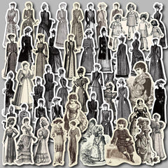 49pcs Retro Girl Vinyl Stickers for Water Bottle Laptop Phone