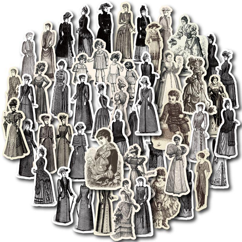 49pcs Retro Girl Vinyl Stickers for Water Bottle Laptop Phone