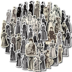 49pcs Retro Girl Vinyl Stickers for Water Bottle Laptop Phone