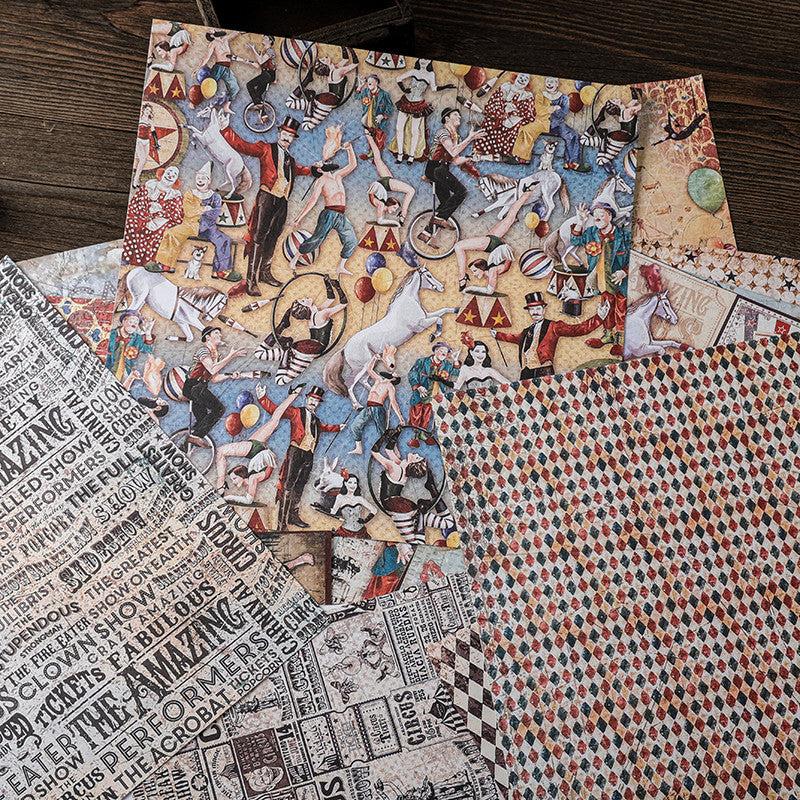 16pcs Vintage Circus Journal Paper for DIY Gift - Arts Crafts