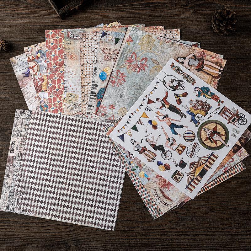 16pcs Vintage Circus Journal Paper for DIY Gift - Arts Crafts