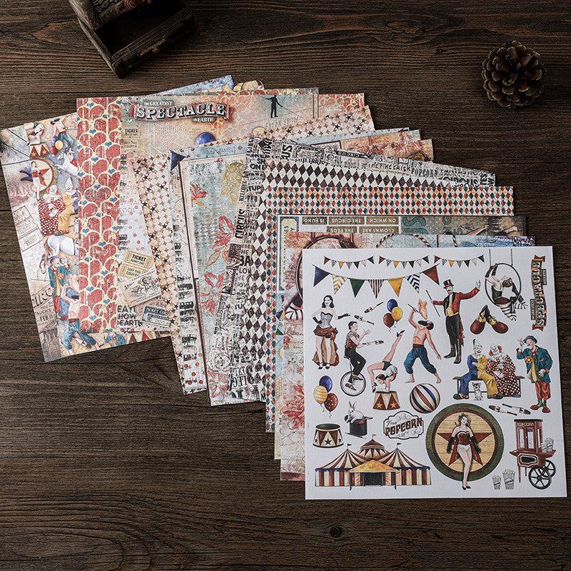16pcs Vintage Circus Journal Paper for DIY Gift - Arts Crafts