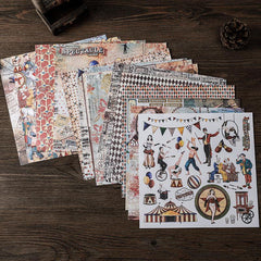 16pcs Vintage Circus Journal Paper for DIY Gift - Arts Crafts