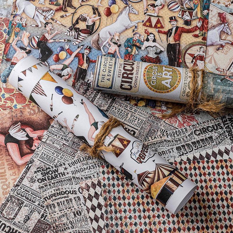 16pcs Vintage Circus Journal Paper for DIY Gift - Arts Crafts