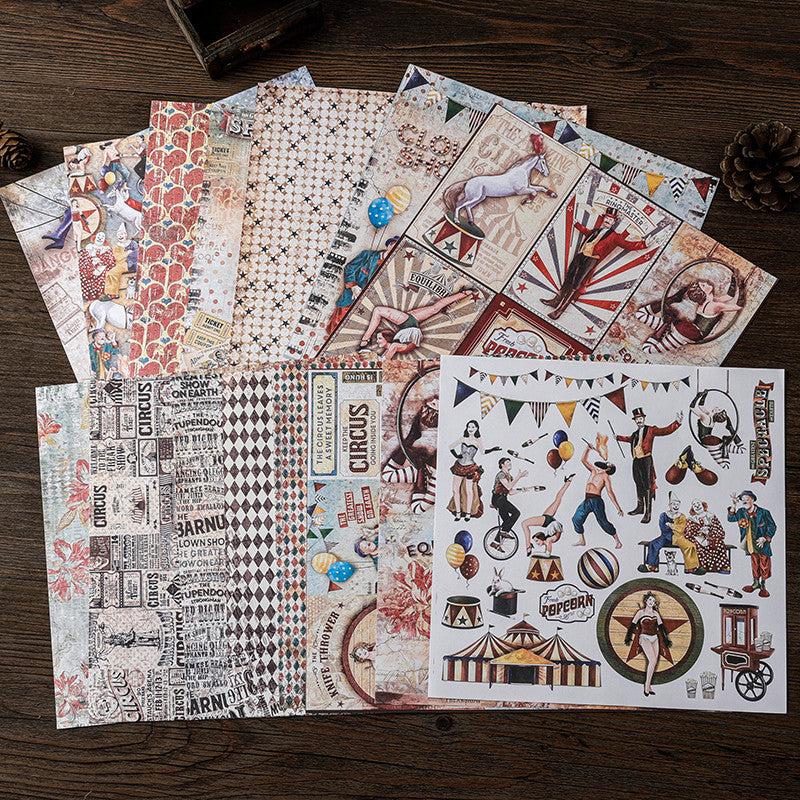 16pcs Vintage Circus Journal Paper for DIY Gift - Arts Crafts
