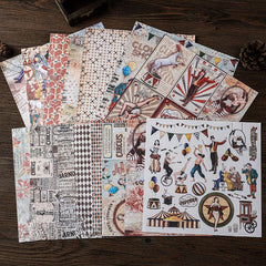 16pcs Vintage Circus Journal Paper for DIY Gift - Arts Crafts