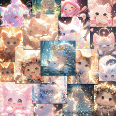 48pcs Cartoon Cat PVC Waterproof Animal Stickers Pack For Kids