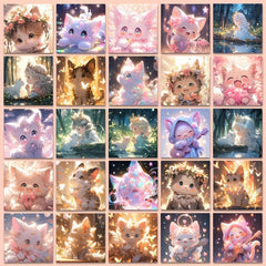 48pcs Cartoon Cat PVC Waterproof Animal Stickers Pack For Kids