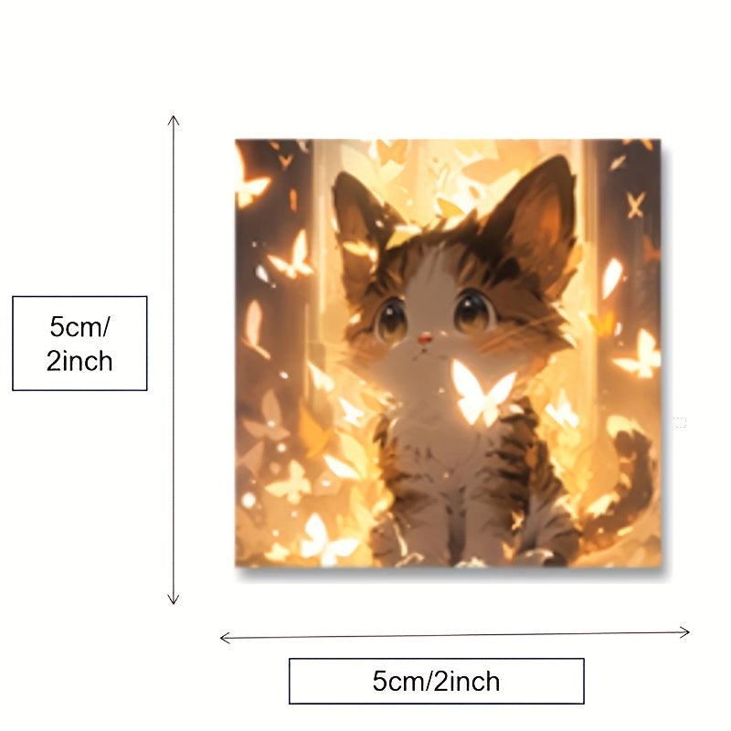 48pcs Cartoon Cat PVC Waterproof Animal Stickers Pack For Kids