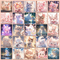 48pcs Cartoon Cat PVC Waterproof Animal Stickers Pack For Kids