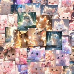 48pcs Cartoon Cat PVC Waterproof Animal Stickers Pack For Kids