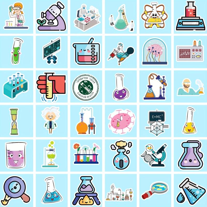 200pcs Science Stickers Pack for Students Physics Chemistry Biology Decals