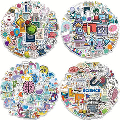 200pcs Science Stickers Pack for Students Physics Chemistry Biology Decals