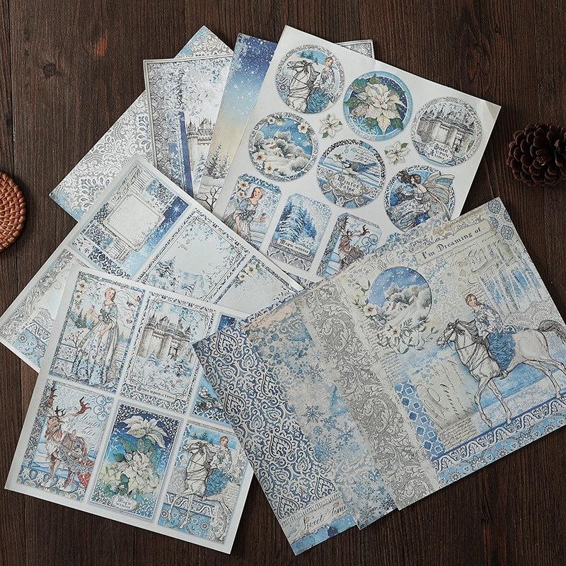 15pcs Large Winter Elf Paper Flowers Journal DIY Background Gift Women Adults