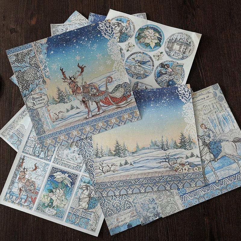 15pcs Large Winter Elf Paper Flowers Journal DIY Background Gift Women Adults