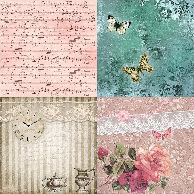 12pcs Large Size Retro Nobleman Lady Journal Paper For Background DIY Gift