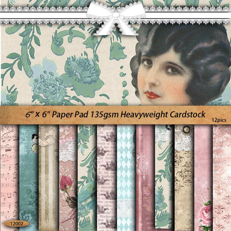 12pcs Large Size Retro Nobleman Lady Journal Paper For Background DIY Gift
