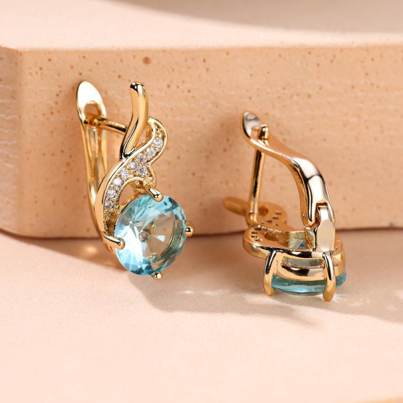 Vintage Aqua Stone Drop Dangle Earrings