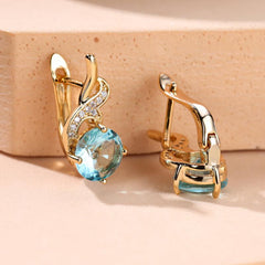 Vintage Aqua Stone Drop Dangle Earrings