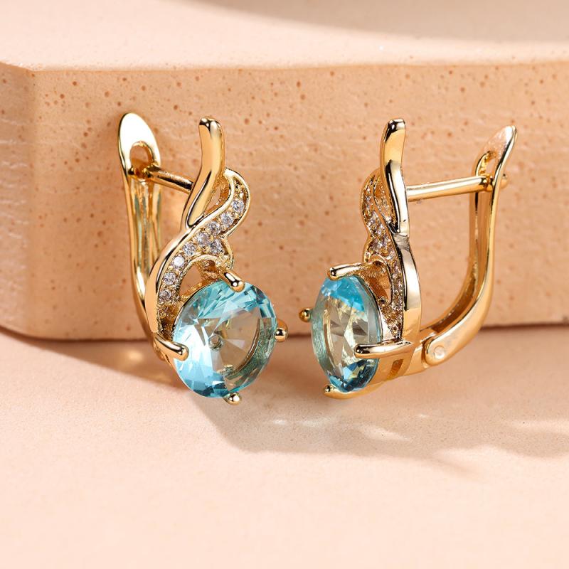 Vintage Aqua Stone Drop Dangle Earrings