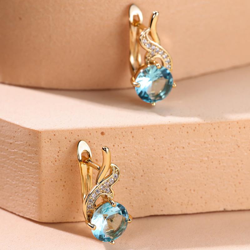 Vintage Aqua Stone Drop Dangle Earrings