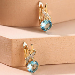 Vintage Aqua Stone Drop Dangle Earrings