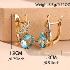 Vintage Aqua Stone Drop Dangle Earrings