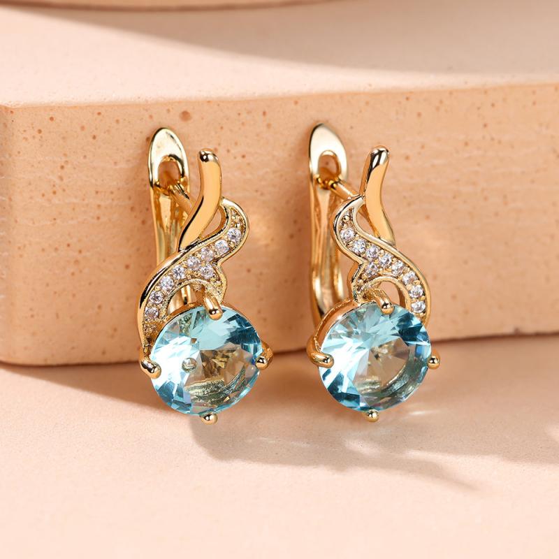 Vintage Aqua Stone Drop Dangle Earrings